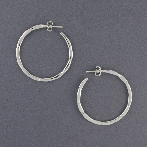 Sterling Silver Knotched Hoop