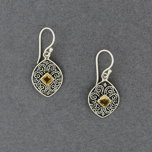 Citrine Diamond Drop Earrings