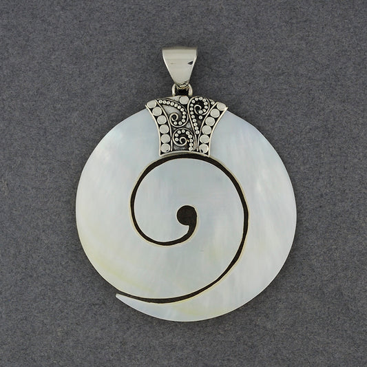 Mother of Pearl Thick Spiral Pendant