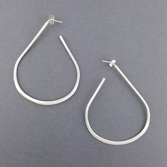 Sterling Silver Large Tear Drop Hoop