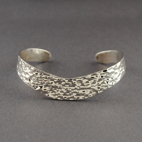 Sterling Silver Curved Hammered Cuff