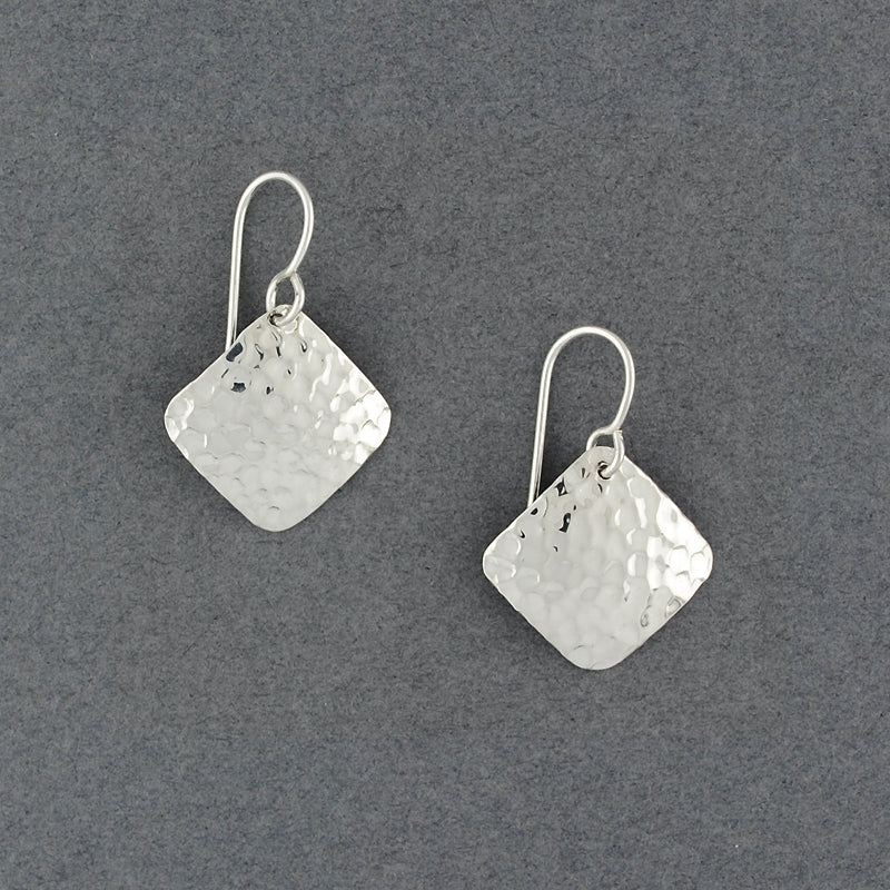 Sterling Silver Small Hammered Diamond Earrings