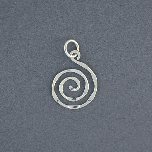 Sterling Silver Small Hammered Spiral Pendant