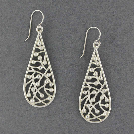 Sterling Silver Line Filled Teardrop Earrings