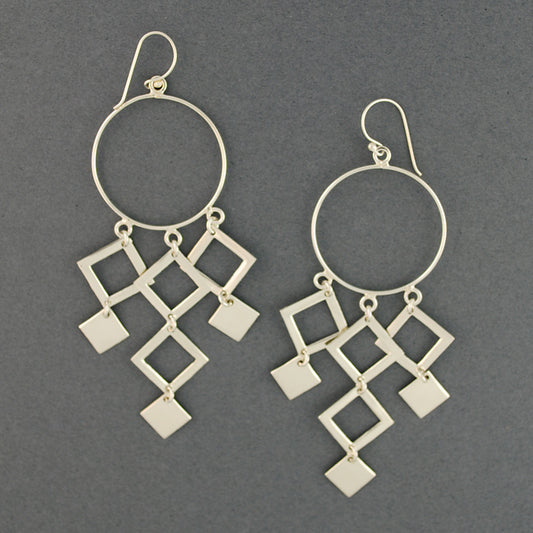 Sterling Silver Geometric Chandelier Earrings