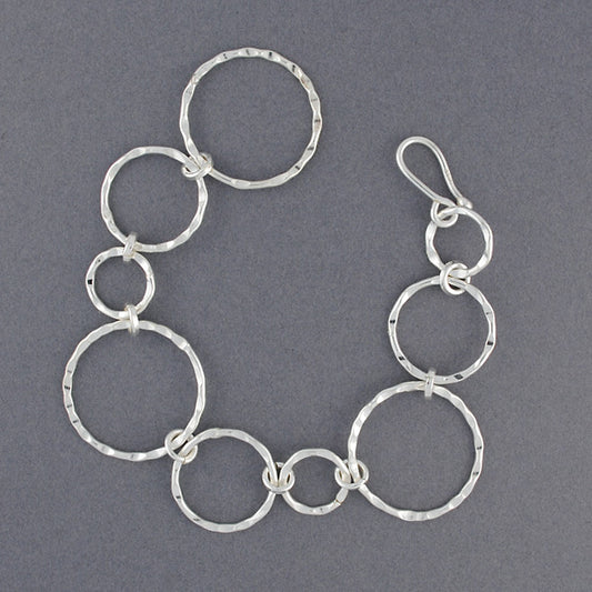 Sterling Silver Mixed Hammered Circles Bracelet