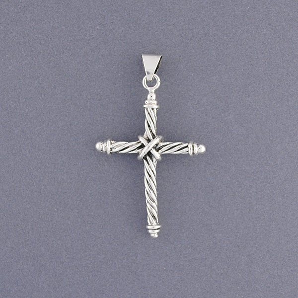 Sterling Silver Rope Cross Pendant