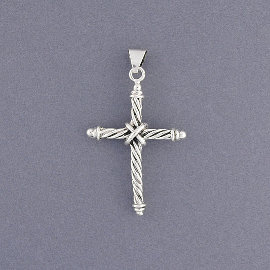 Sterling Silver Rope Cross Pendant