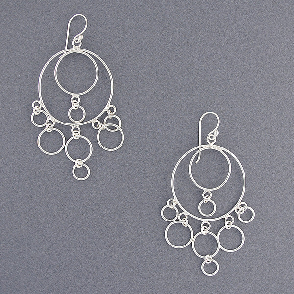 Sterling Silver Circle Chandelier Earrings