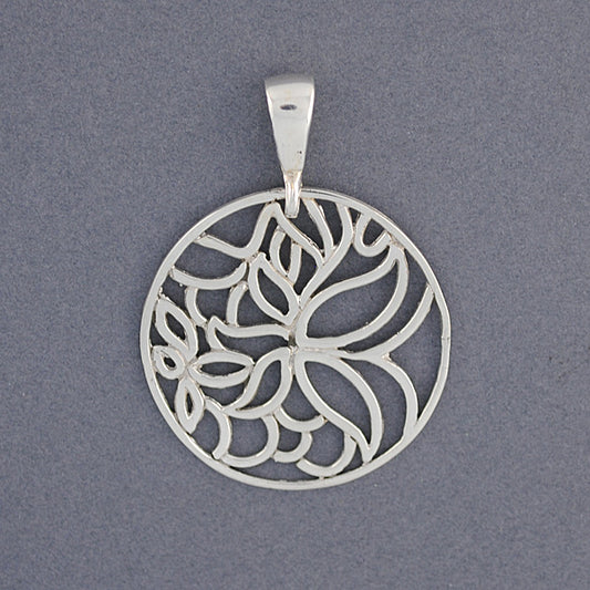 Sterling Silver Butterfly and Flower Pendant
