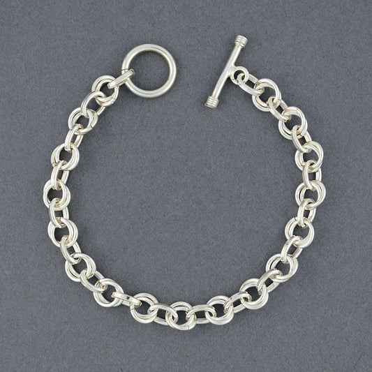 Sterling Silver Double Circles and Ovals Link