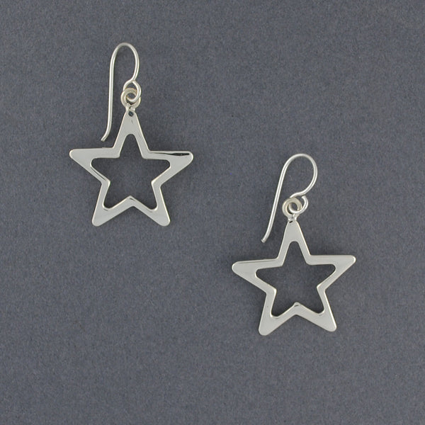 Sterling Silver Open Star Earrings