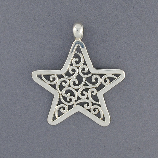 Sterling Silver Swirly Star Pendant