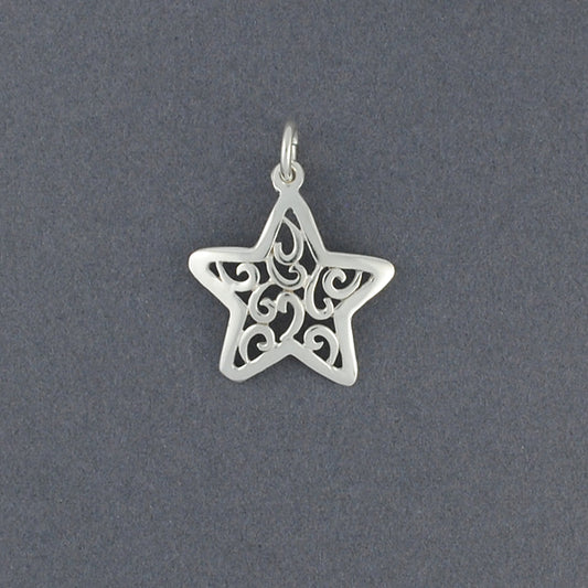 Sterling Silver Small Swirly Star Pendant