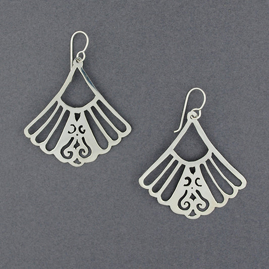 Sterling Silver Ornate Fan Earrings