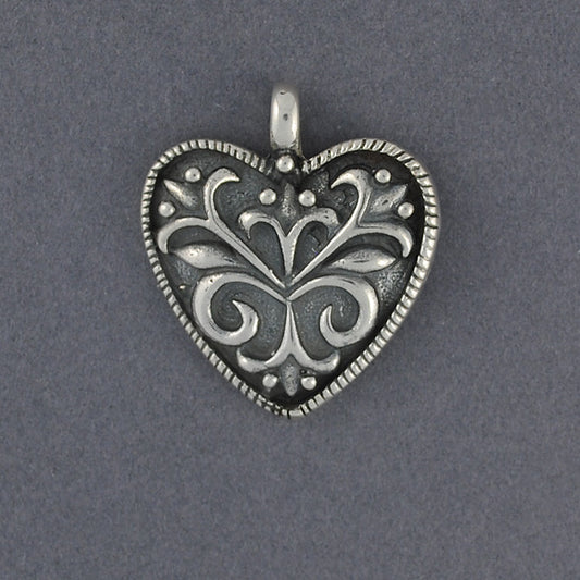 Sterling Silver Antiqued Heart Pendant