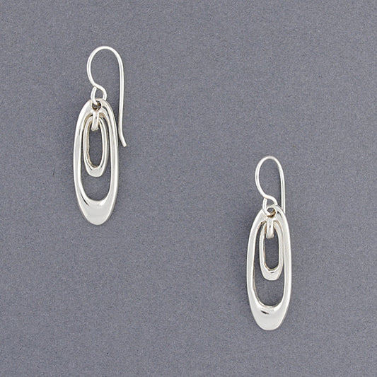 Sterling Silver Double Oval Earrings