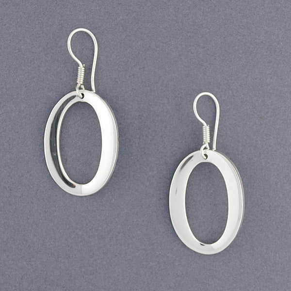 Sterling Silver Convex Open Oval Earrings