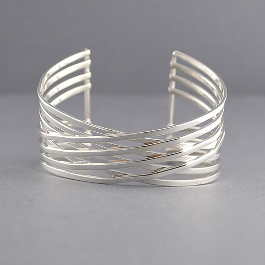 Sterling Silver 8 Strand Crossover Cuff