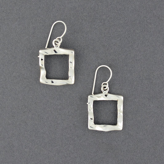 Sterling Silver Wavy Open Square Earrings