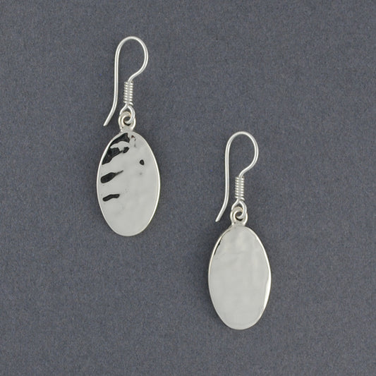 Sterling Silver Hammered Oval Earrings