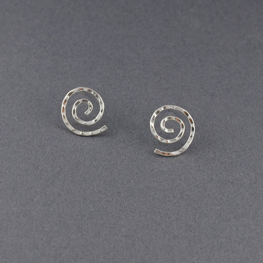 Sterling Silver Hammered Spiral Post Earring