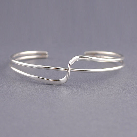 Sterling Silver Pierced Wave Cuff