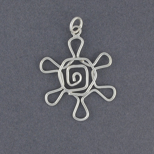 Sterling Silver Drawn Flower Pendant