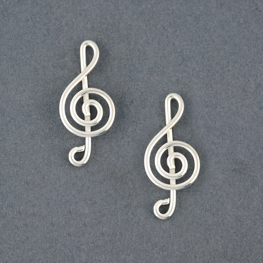 Sterling Silver G-Clef Post Earrings