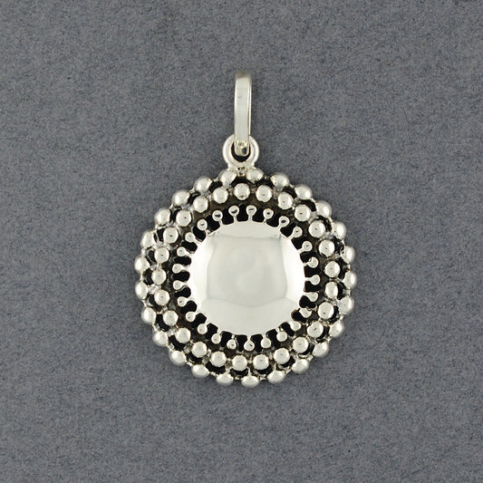 Sterling Silver Antiqued Button Pendant