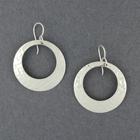 Sterling Silver Large Hammered Open Circle Earrings