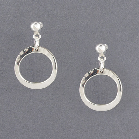 Sterling Silver Open Hammered Circle Earrings