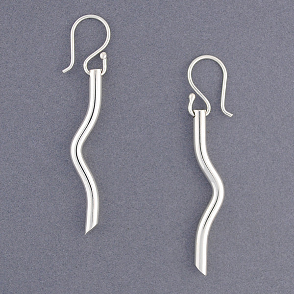 Sterling Silver Wavy Cylinder Earrings