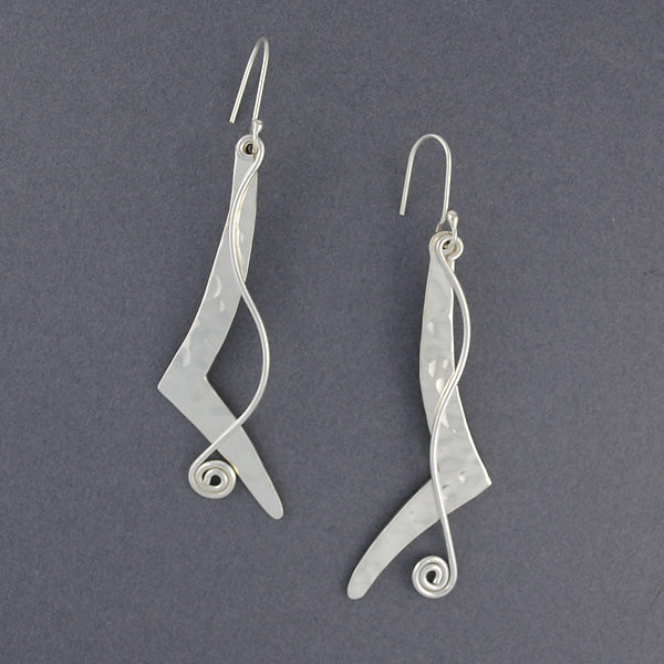 Sterling Silver Check and Spiral Earrings