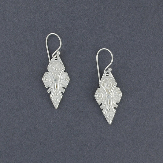 Sterling Silver Ornate Diamond Earrings