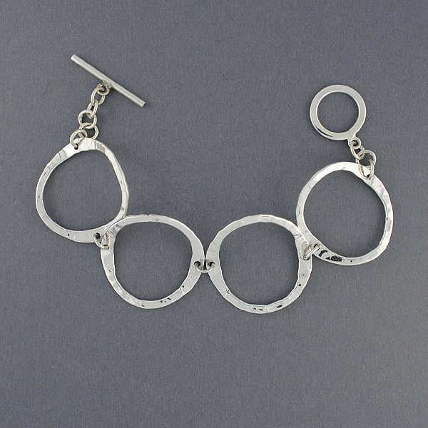 Sterling Silver Hammered Circle Bracelet