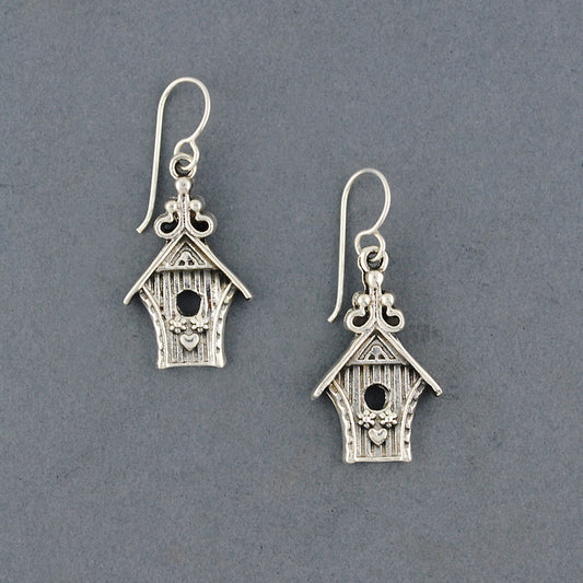 Sterling Silver Bird House Earrings