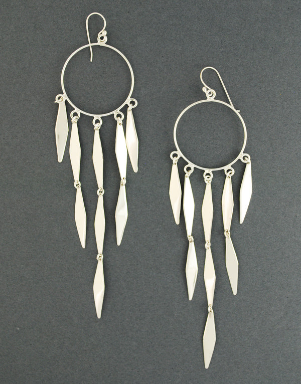 Sterling Silver Pointed Chandelier Earrings