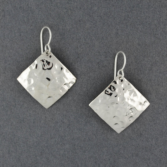 Sterling Silver Hammered Diamond Earrings