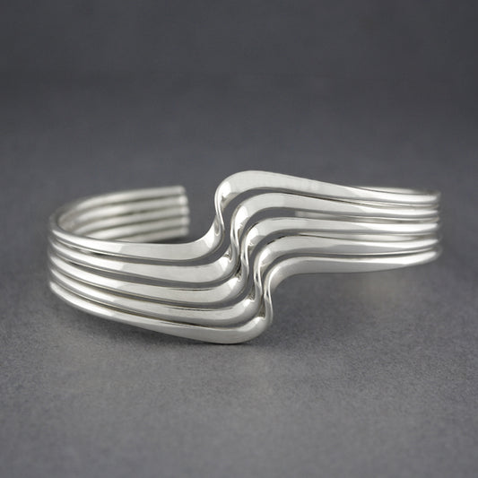 Sterling Silver 5 Strand Wave Cuff