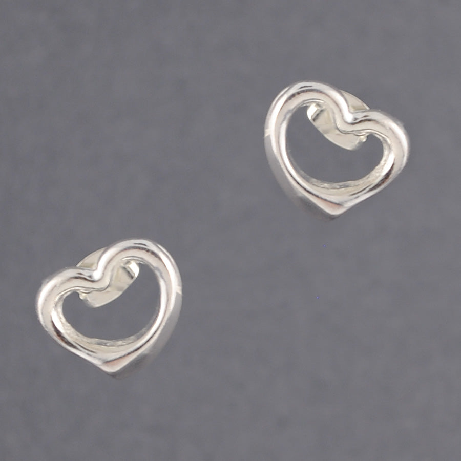 Sterling Silver Open Heart Stud