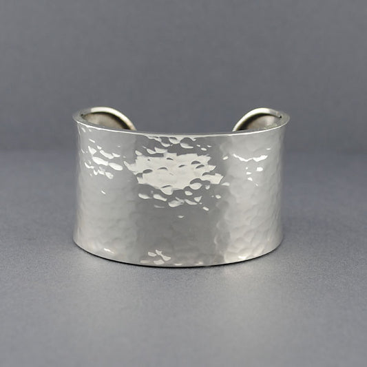 Sterling Silver Wide Hammered Cuff