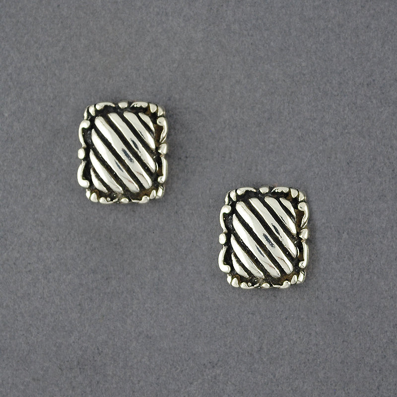 Sterling Silver Striped Post Earring