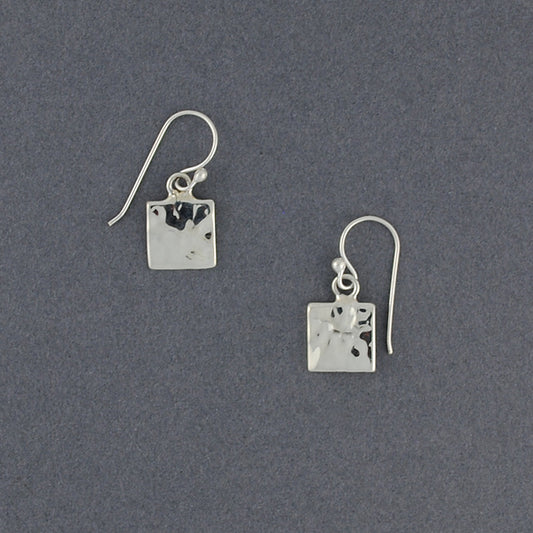 Sterling Silver Small Hammered Square Earrings