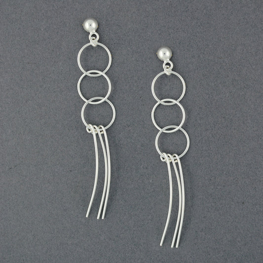 Sterling Silver Circle and Strand Earrings