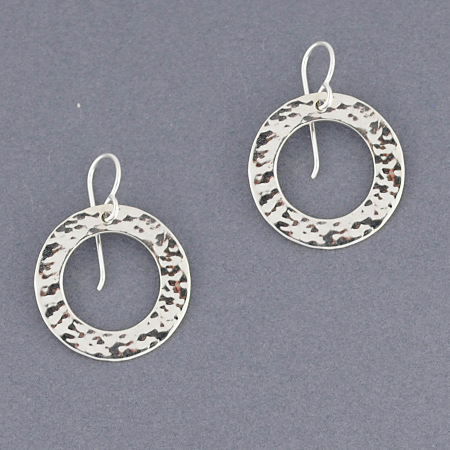 Sterling Silver Hammered Circle Earrings