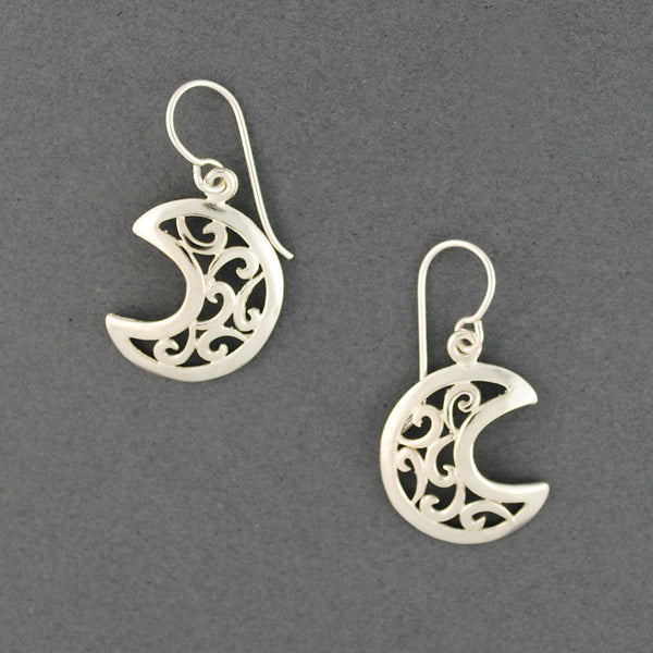 Sterling Silver Swirly Moon Earrings