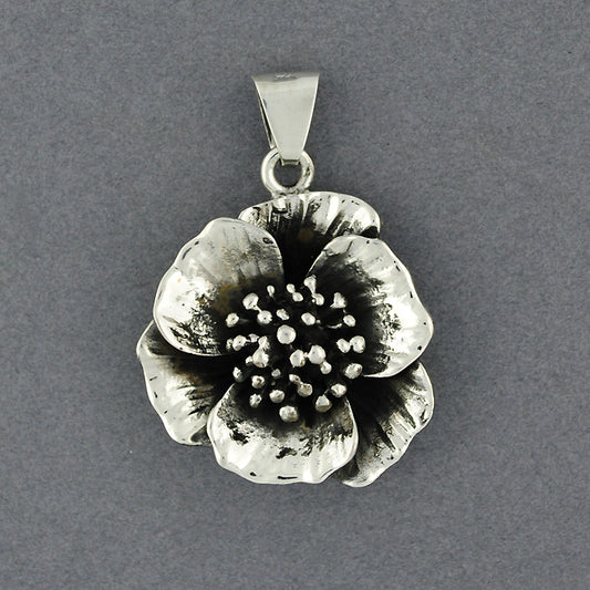 Sterling Silver Antiqued Flower Pendant