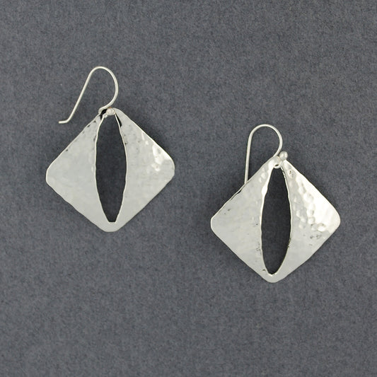 Sterling Silver Hammered Cutout Diamond Earrings