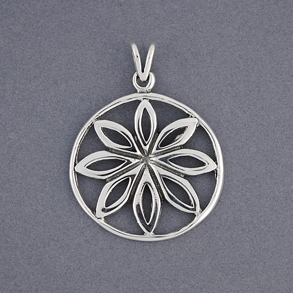 Sterling Silver Flower in Globe Pendant
